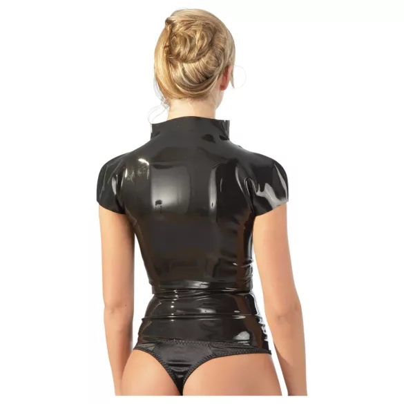 Top da donna a maniche corte con zip Late X (nero)