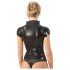 LATEX - Top da donna con zip e maniche corte (nero) - S