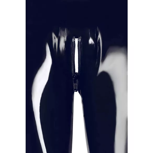 Leggings neri a vita bassa con zip - S