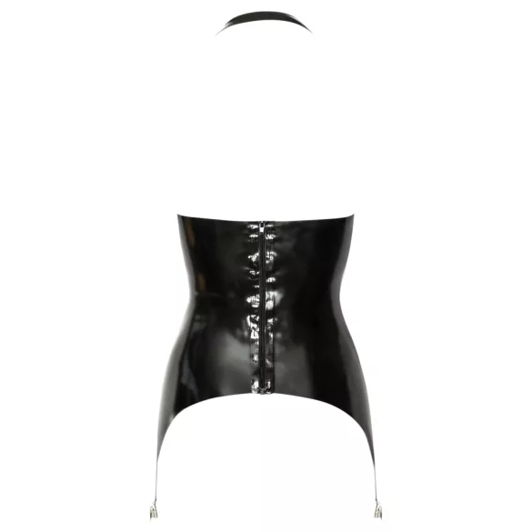 Late X - top in lattice con coppe aperte e reggicalze (nero)