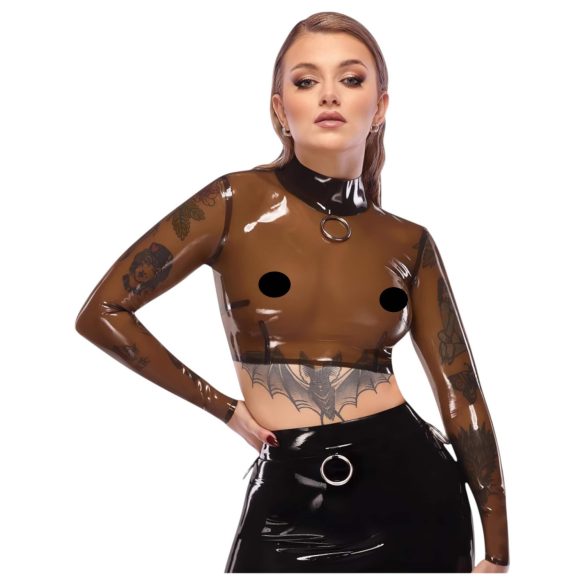 LATEX - top in lattice trasparente (trasparente-nero) - S-L
