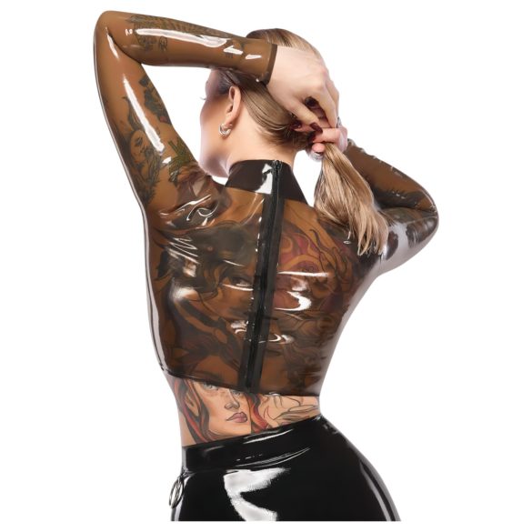 LATEX - top donna trasparente - latex nero translucido - L