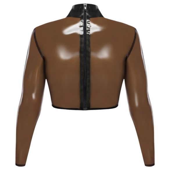LATEX - top donna trasparente - latex nero translucido - L