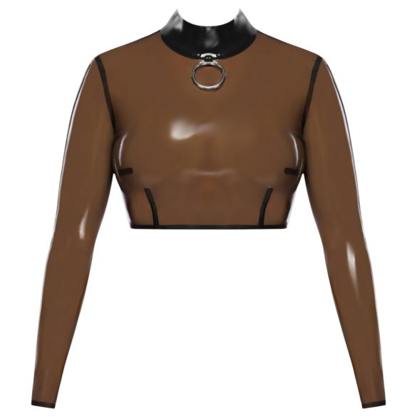 LATEX - top donna trasparente - latex nero translucido - L