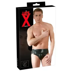   LATEX - slip uomo con dildo anale interno per pene - nero - L