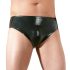 LATEX - slip uomo con dildo anale interno (nero) - L