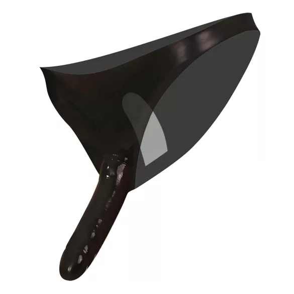 LATEX - slip con doppio dildo interno ed esterno - nero - S-L