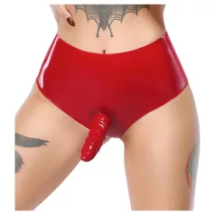 LATEX - slip con dildo realistico (rosso)