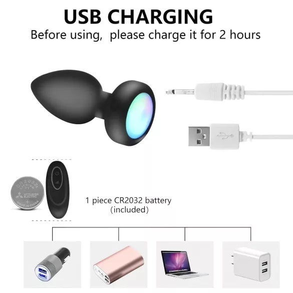 Mrow - vibratore anale luminoso con telecomando - nero