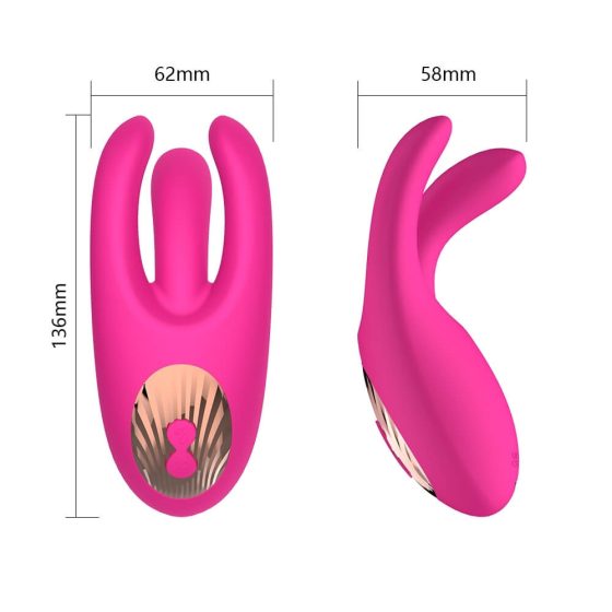 Vibratore per clitoride ricaricabile Mrow" con 3 motori e stelo ondeggante (rosa)"