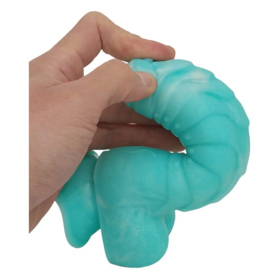 Serpente Marino con Penis Attrezzato Soddisfacente - Dildo Rigato con Ventosa - 17 cm (Blu e Bianco)