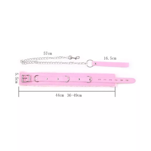 Collare BDSM imbottito con guinzaglio (rosa)