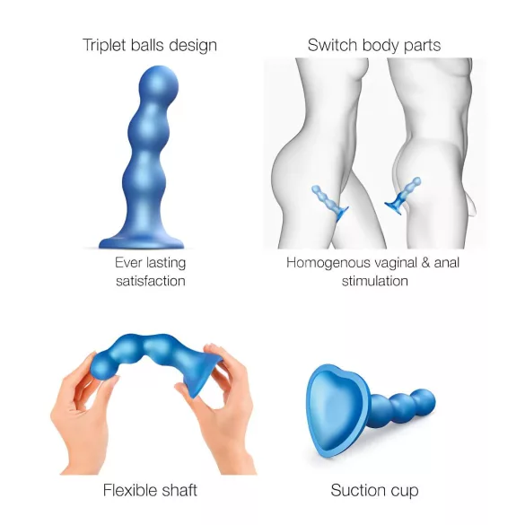 Strap-on-me Balls S - dildo con sfere e ventosa - silicone blu