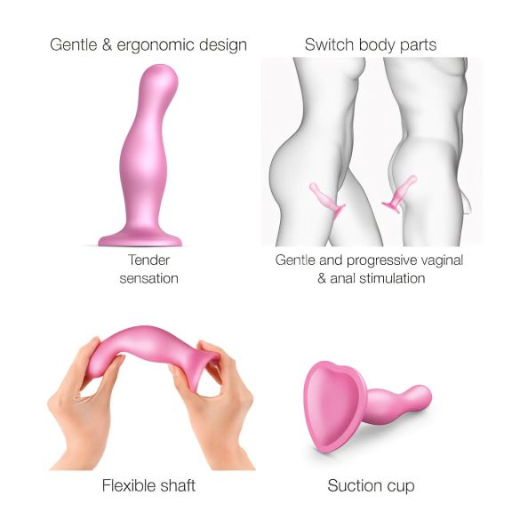 Strap-on-me Curvy S - dildo ondulato con ventosa - silicone rosa