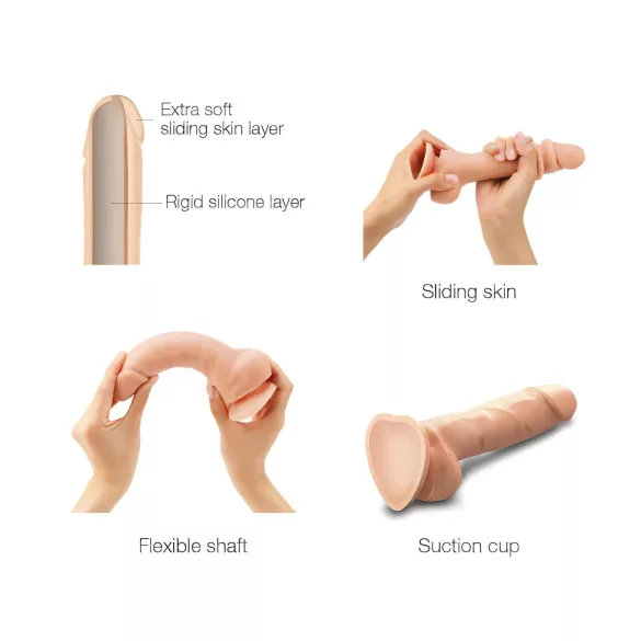 Strap-on-me S - dildo doppio strato con ventosa - colore naturale