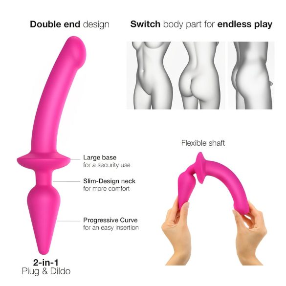 Strap-on-me Swith Semi-Realistico L - Dildo 2in1 in silicone (rosa)