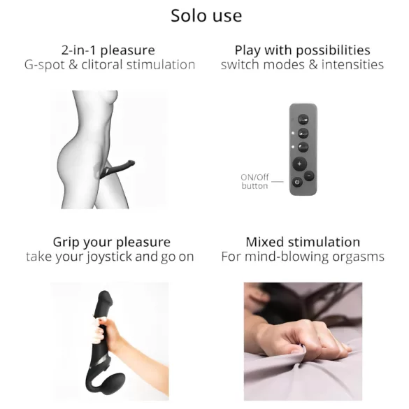 Strap-on-me - vibratore strap-on onde d’aria - M - silicone nero