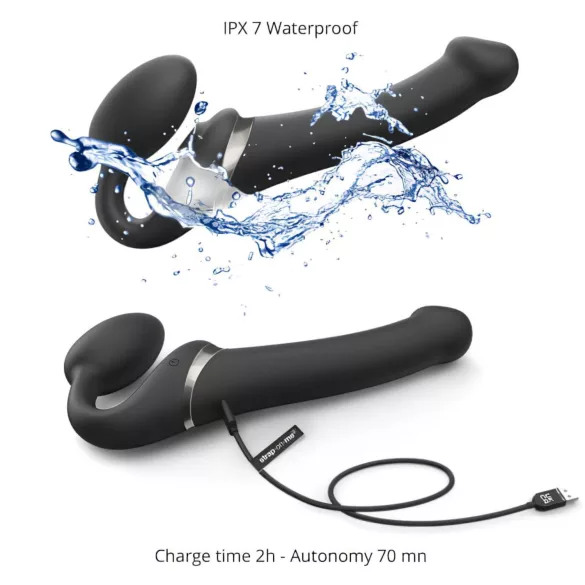 Strap-on-me - vibratore strap-on onde d’aria - M - silicone nero