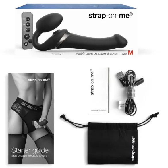 Strap-on-me - vibratore strap-on onde d’aria - M - silicone nero
