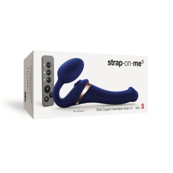 Strap-on-me Piccolo – vibratore indossabile senza cinghie con stimolatore clitorideo ad onda d'aria – blu