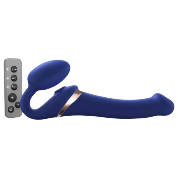 Strap-on-me M - vibratore ad aria con cintura (blu)