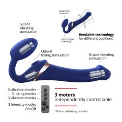   Vibratore Strap-On-Me M senza cintura con stimolatore clitorideo ad aria - misura media (blu)