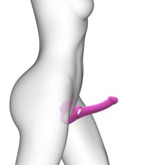   Strap-on-me M - Dildo senza cinghie vibrante con stimolatore clitorideo ad onda d'aria - taglia media (rosa)