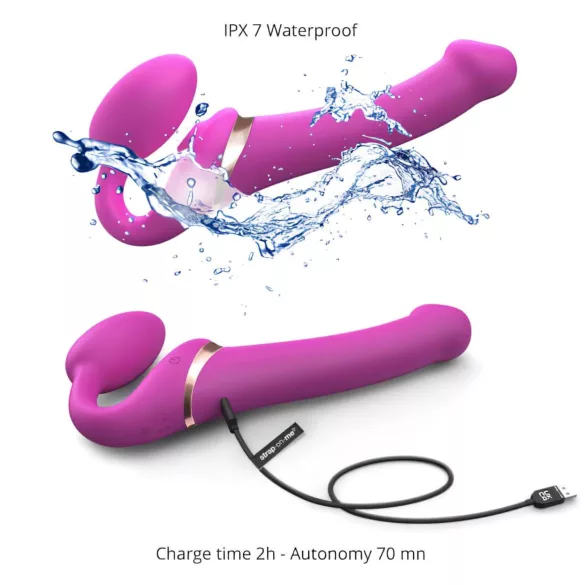 Strap-on-me M - vibratore strap-on ad onde d’aria (rosa)