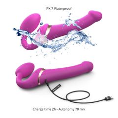   Strap-on-me M - Dildo senza cinghie vibrante con stimolatore clitorideo ad onda d'aria - taglia media (rosa)