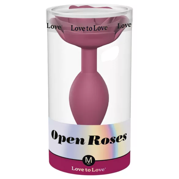 Love to Love Open Roses M - plug anale in silicone (rosso)