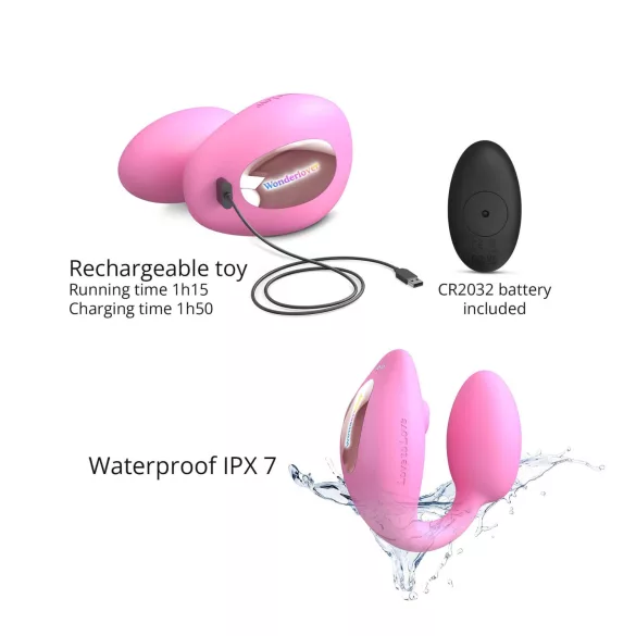 Love to Love Wonderlover - vibratore G-spot e clitorideo (rosa)