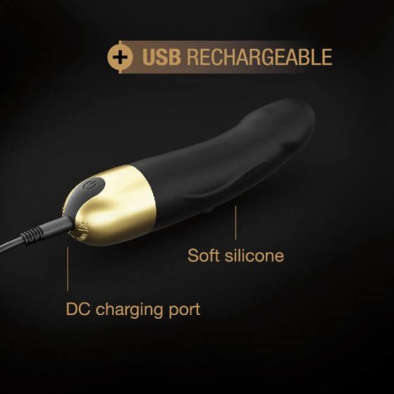 Vibratore Ricaricabile Dorcel Real Vibration S 2.0 in Silicone Nero-Oro