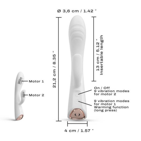 Vibratore Rabbit Flessibile e Riscaldante Dorcel con Stimolatore per Clitoride Ricaricabile (Bianco)