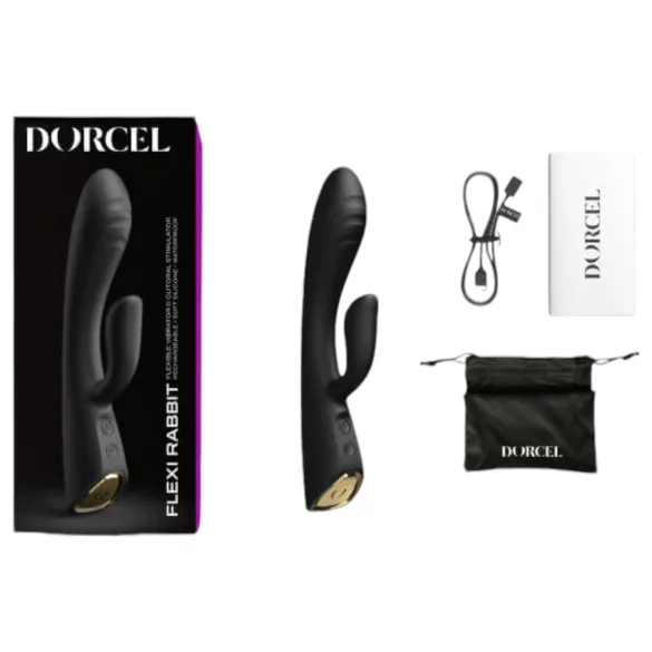 Dorcel Flexi Rabbit - vibratore riscaldante con stimolatore clitorideo (nero)