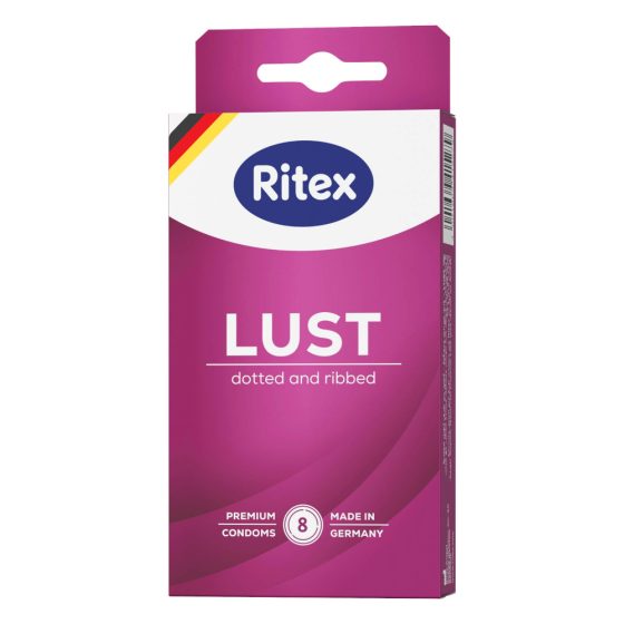 Preservativi Ritex LUST - Stimolazione Intensa con Rilievi Puntinati e Nervature (8 pezzi)