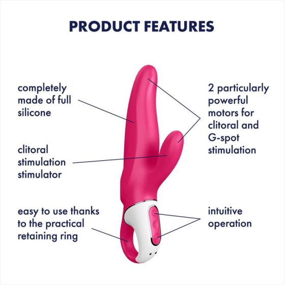 Satisfyer Signor Rabbit - Vibratore ricaricabile impermeabile con stimolatore clitorideo (rosa)