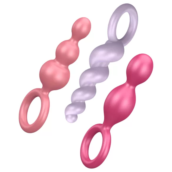 Satisfyer Booty Call - set plug anale - silicone colorato 3 pezzi