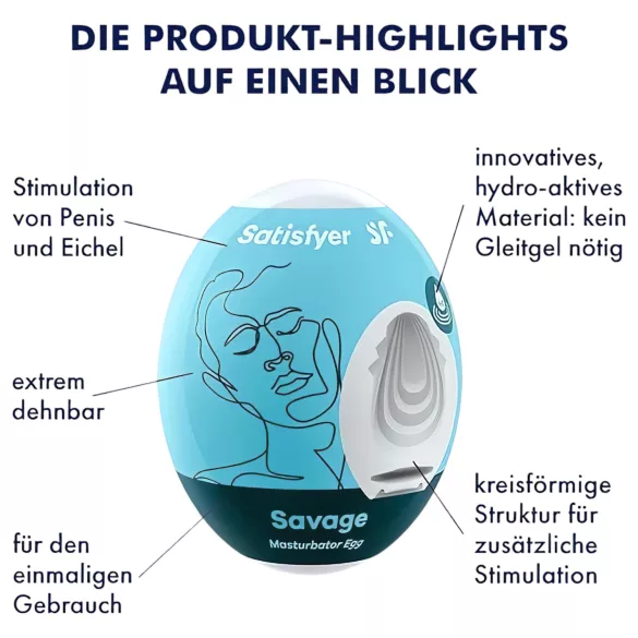 Satisfyer Egg Savage - masturbatore a uovo - silicone - 1 pezzo