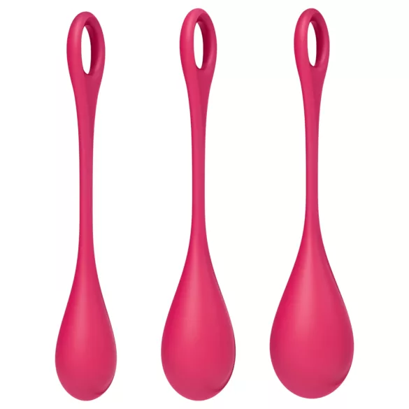 Satisfyer Yoni Power 1 - set palline vaginali - silicone rosso 3 pezzi