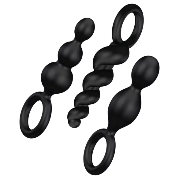 Satisfyer Booty Call - set plug anale - 3 pezzi - silicone nero