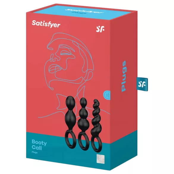 Satisfyer Booty Call - set plug anale - 3 pezzi - silicone nero