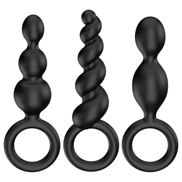 Satisfyer Booty Call - set plug anale - 3 pezzi - silicone nero