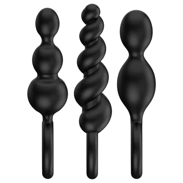 Satisfyer Booty Call - set plug anale - 3 pezzi - silicone nero