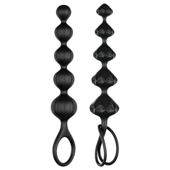 Satisfyer Love Beads - set di dildo anale con perle - silicone nero