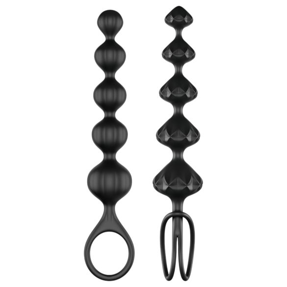 Satisfyer Love Beads - set di dildo anale con perle - silicone nero
