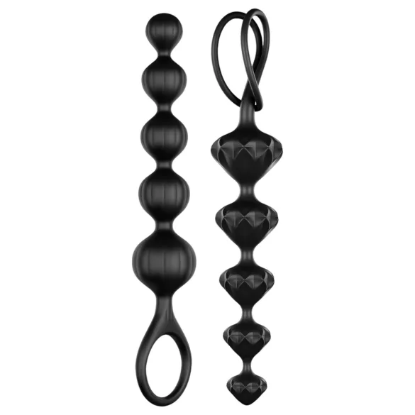 Satisfyer Love Beads - set di dildo anale con perle - silicone nero