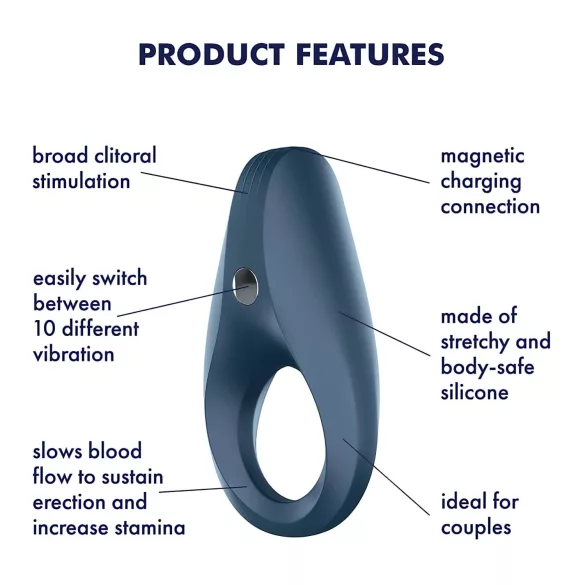 Satisfyer Rocket Ring - anello fallico vibrante impermeabile - silicone blu