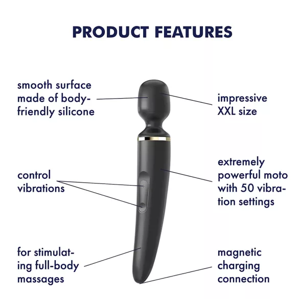 Satisfyer Wand-er Woman - vibratore massaggiante impermeabile nero