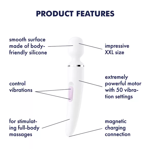 Satisfyer Wand-er Woman - massaggiatore vibrante impermeabile (bianco)