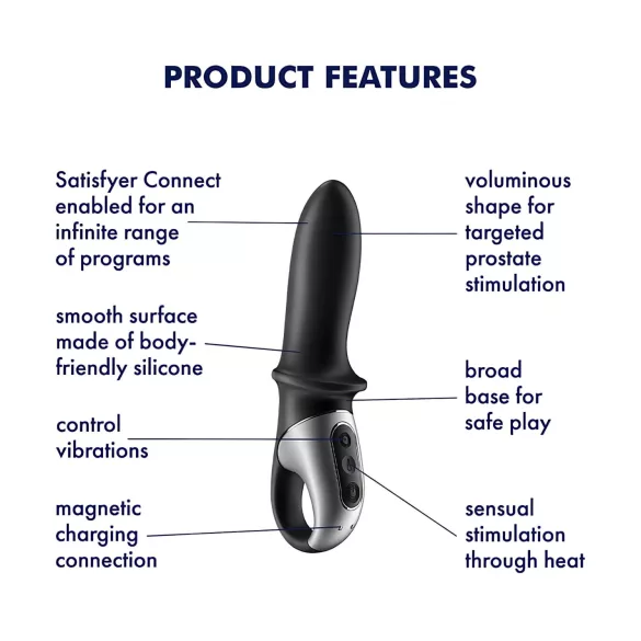 Satisfyer Hot Passion - vibratore anale riscaldante intelligente - nero